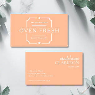 Minimalistisch Peach White Pastry Koch Bäckerei Visitenkarte