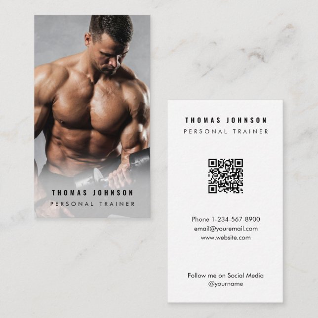 Minimalistisch Personal Trainer Fitness Athlete Fo Visitenkarte (Vorne/Hinten)