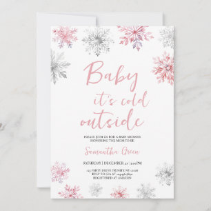 Minimalistisch Pink Baby Es ist kalt draußen Babyd Einladung
