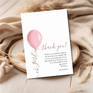 Minimalistisch Pink Ballon Oh Girl Baby Dusche Dankeskarte