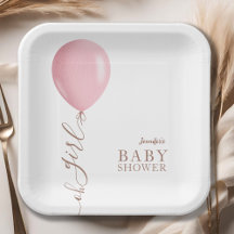 Minimalistisch Pink Ballon Oh Girl Baby Dusche