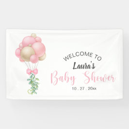 Minimalistisch Pink Balloons Girl Baby Dusche Banner