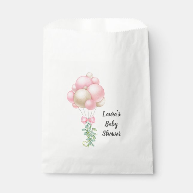 Minimalistisch Pink Balloons Girl Baby Dusche Geschenktütchen (Vorderseite)