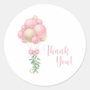 Minimalistisch Pink Balloons Girl Baby Dusche Runder Aufkleber