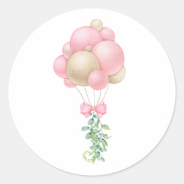 Minimalistisch Pink Balloons Girl Baby Dusche Runder Aufkleber
