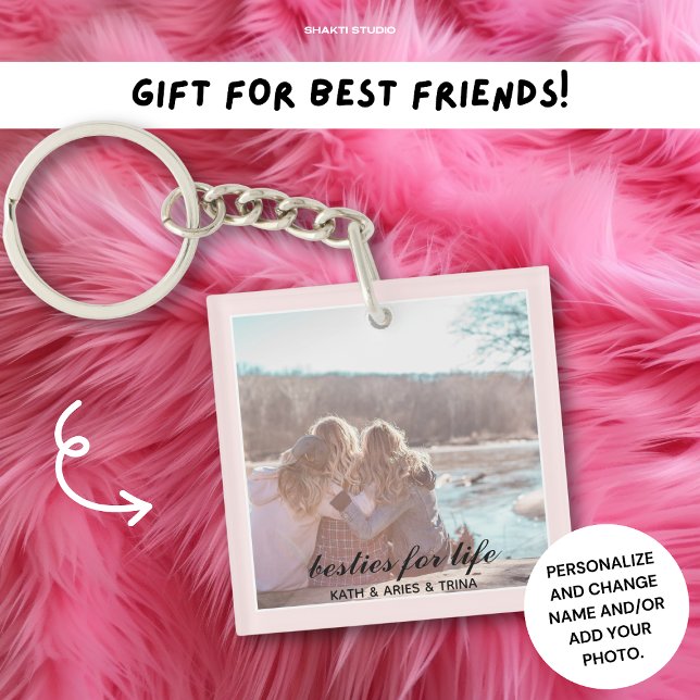 Minimalistisch Pink Best Friend Bestie BESTE FREUN Schlüsselanhänger (Von Creator hochgeladen)