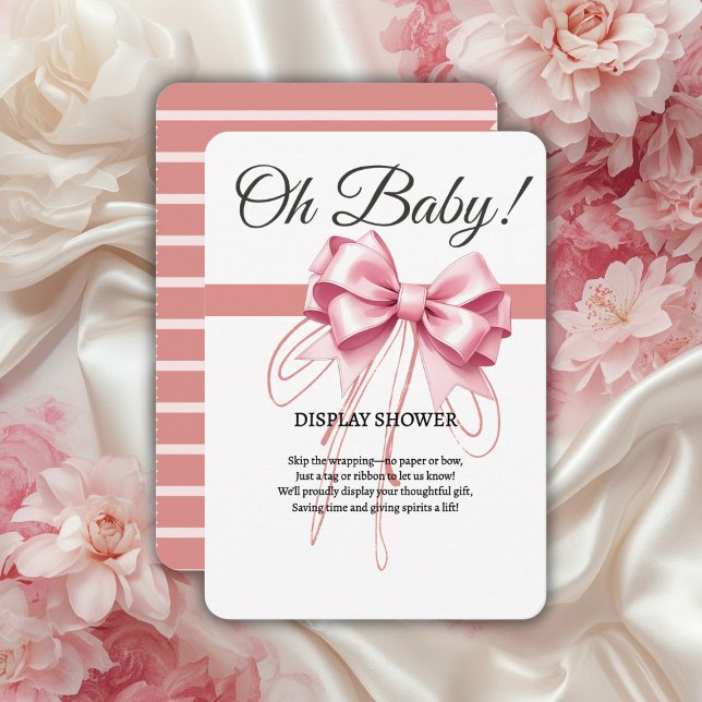 Minimalistisch Pink Bow Baby Dusche Begleitkarte (Von Creator hochgeladen)