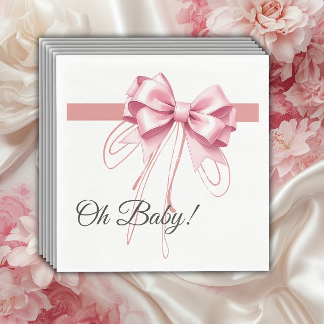 Minimalistisch Pink Bow Baby Dusche Serviette (Von Creator hochgeladen)