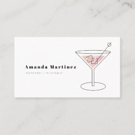Minimalistisch Pink Cocktail Barkeeper Mixologe Visitenkarte