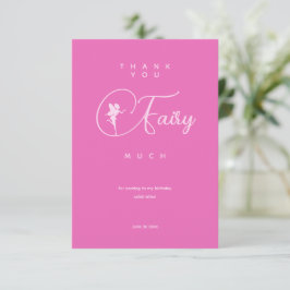 Minimalistisch Pink Fairy Birthday Dankeschön Kart Dankeskarte