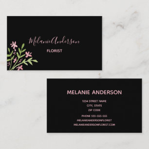 Minimalistisch PINK FLORAL BOUQUET SCRIPT Visitenkarte