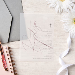 Minimalistisch Pink Girl Script Taufe Christening