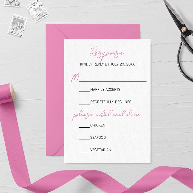 Minimalistisch Pink Gladiolus Wedding RSVP Card (Von Creator hochgeladen)