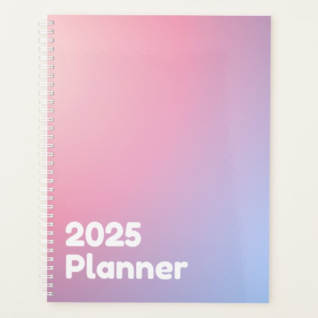 Minimalistisch Pink Gradient 2025 Planer (Vorderseite)