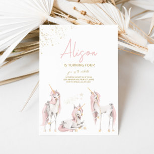 Minimalistisch Pink Unicorn Geburtstagseinladung Einladung