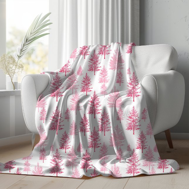 Minimalistisch Pink Weihnachtsbäume Sherpa Blanket Sherpadecke (pink christmas tree minimalist blanket)