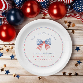 Minimalistisch Preppy USA Watercolor Bow 4. GRILLE Pappteller