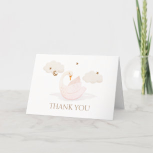 Minimalistisch Princess Swan Moon Star Baby Dusche Dankeskarte