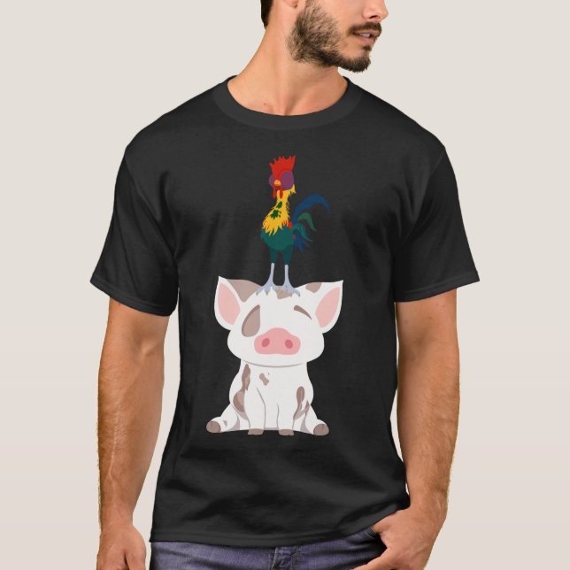 Minimalistisch Pua &amp; Hei Hei Sticker T-Shirt (Vorderseite)