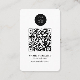 Minimalistisch-QR-Code-sauber, schwarz-weiß Visitenkarte