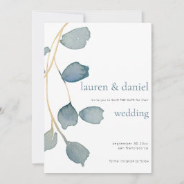Minimalistisch QR Dusty Blue Wedding Save The Date
