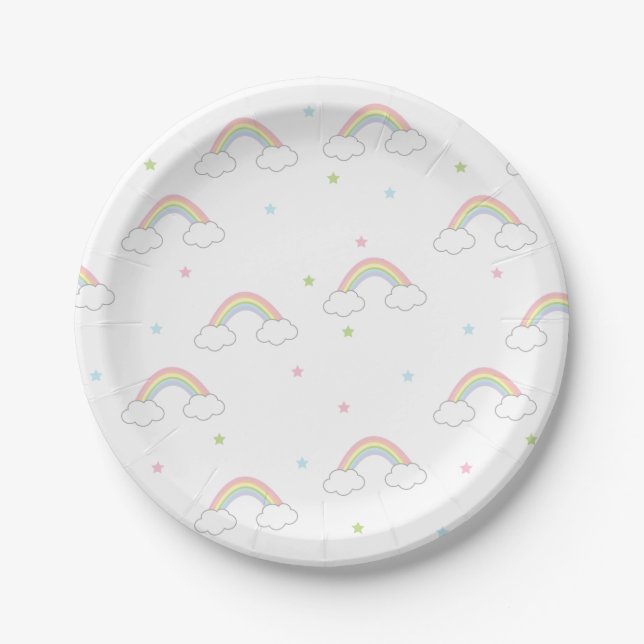 Minimalistisch Rainbow Birthday Pappteller (Vorderseite)