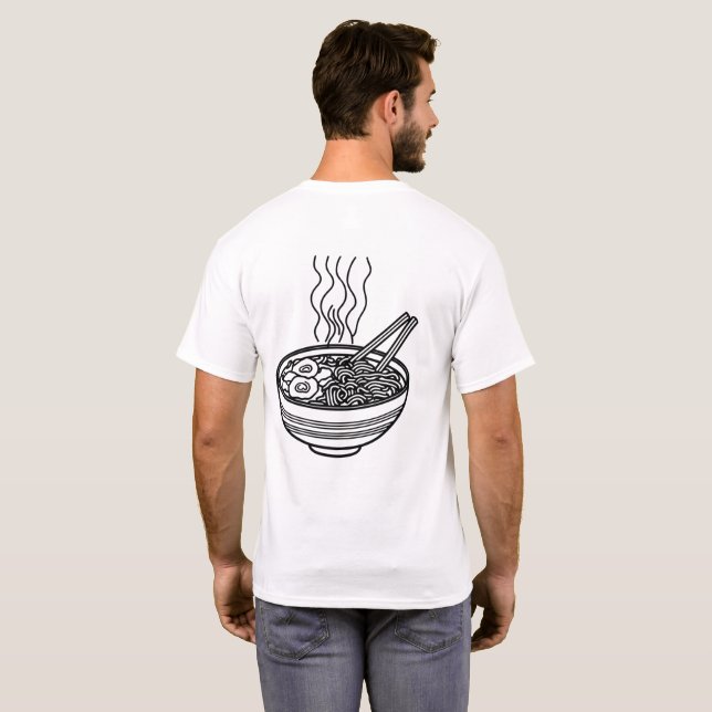 Minimalistisch Ramen Line Art T - Shirt (Schwarz voll)