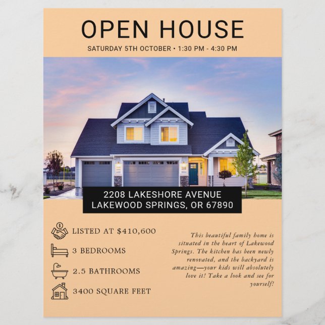 Minimalistisch Real Anwesen Open House Flyer - Cus (Vorne)