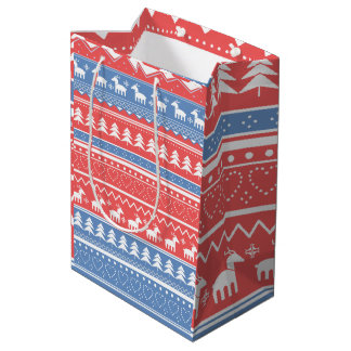 Minimalistisch Red & Blue Christmas - Einzigartige Mittlere Geschenktüte