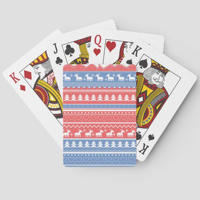 Minimalistisch Red & Blue Christmas - Einzigartige Spielkarten (Rückseite)