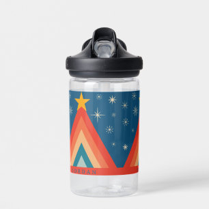 Minimalistisch Red & Blue Retro Groovy Weihnachtsb Trinkflasche