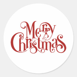 Minimalistisch Red Merry Weihnachtskalligraphie Runder Aufkleber