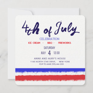 Minimalistisch Red White Blue 4. Juli Party Einladung