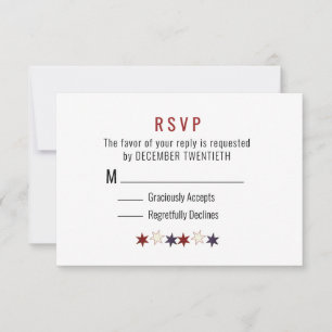 Minimalistisch Red White Blue Stars RSVP-Karte RSVP Karte