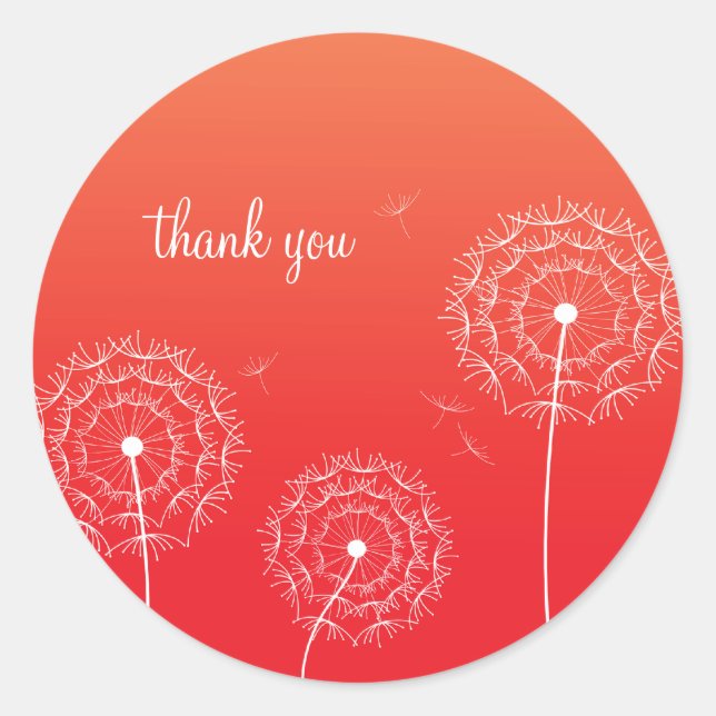 Minimalistisch Red White Dandelion Blume Vielen Da Runder Aufkleber (Vorderseite)