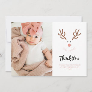 Minimalistisch Reindeer First Christmas Vielen Dan Feiertagskarte