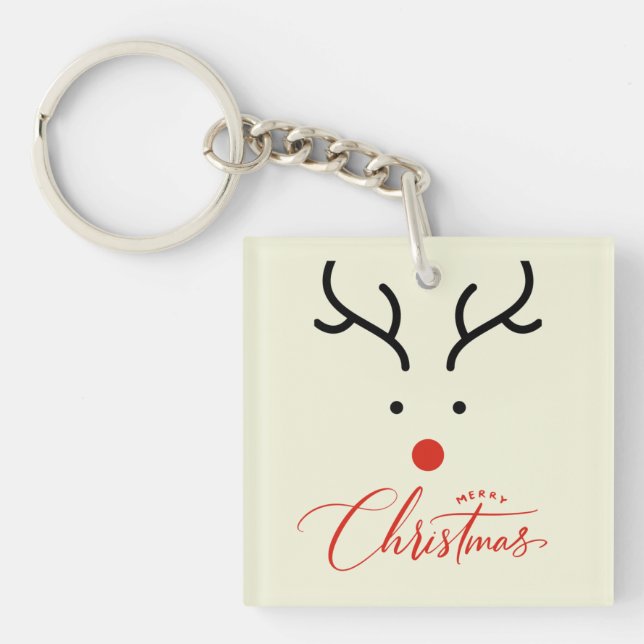 Minimalistisch Rentier Face Weihnachtsfest Schlüss Schlüsselanhänger (Vorderseite)