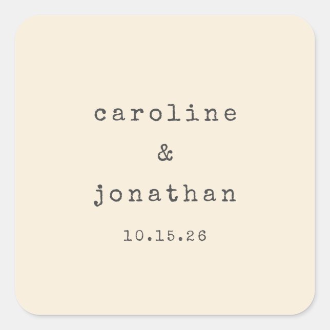 Minimalistisch Retro Cream Schreibmaschine Custom  Quadratischer Aufkleber (Vorderseite)