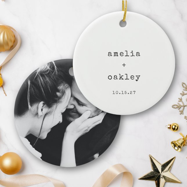 Minimalistisch Retro Schreibmaschine White Wedding Keramik Ornament (Von Creator hochgeladen)