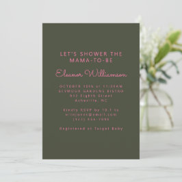 Minimalistisch Retro Typografie Pink Green Baby Du Einladung
