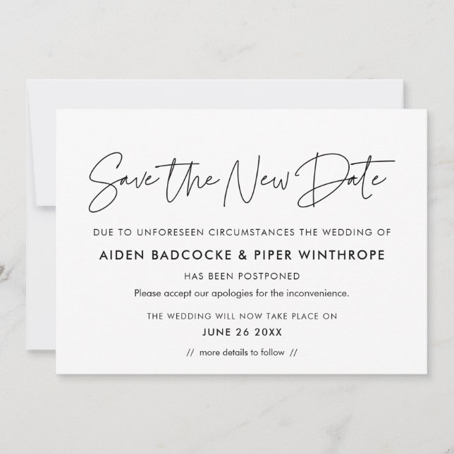 Minimalistisch Rett der neuen Termin Hochzeitsankü Einladung (Vorderseite)