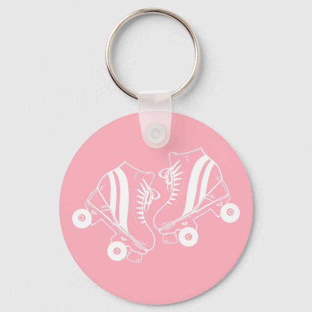 Minimalistisch Roller Skate Derby Skaten Pink Schlüsselanhänger (Vorderseite)