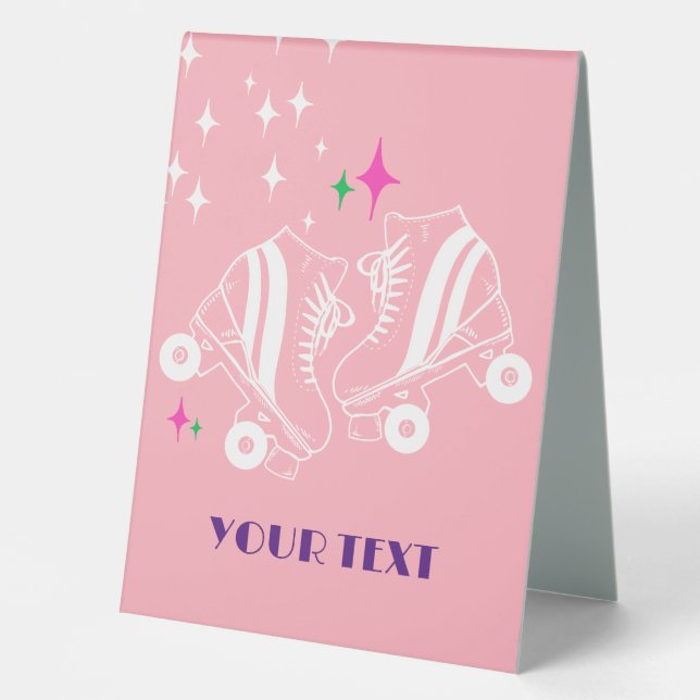 Minimalistisch Roller Skate Roller Skaten Pink Tischaufsteller (Vorderseite)