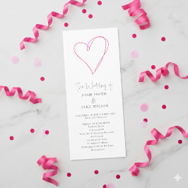 Minimalistisch Romantische Rosa Herzzeremonie Programm