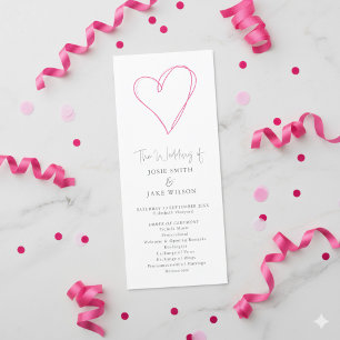 Minimalistisch Romantische Rosa Herzzeremonie Programm