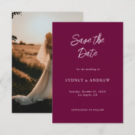 Minimalistisch-Romantisches Burgund-Foto Save The Date