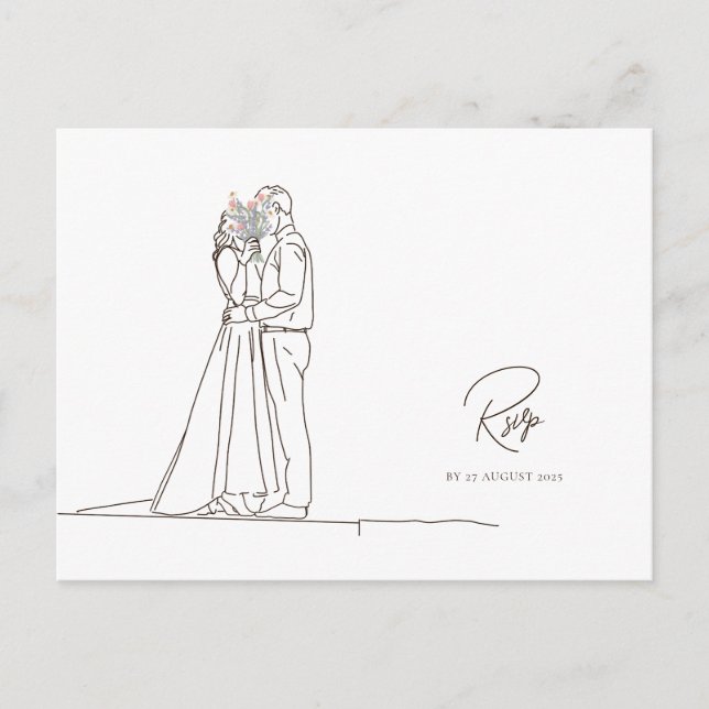 Minimalistisch Romantisches Couple Floral Bouquet  Postkarte (Vorderseite)