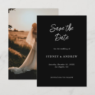 Minimalistisch Romantisches Schwarzes Foto Save The Date