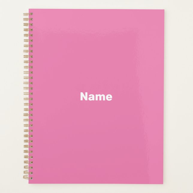 Minimalistisch rosa benutzerdefinierte Textjahresm Planer (Vorderseite)