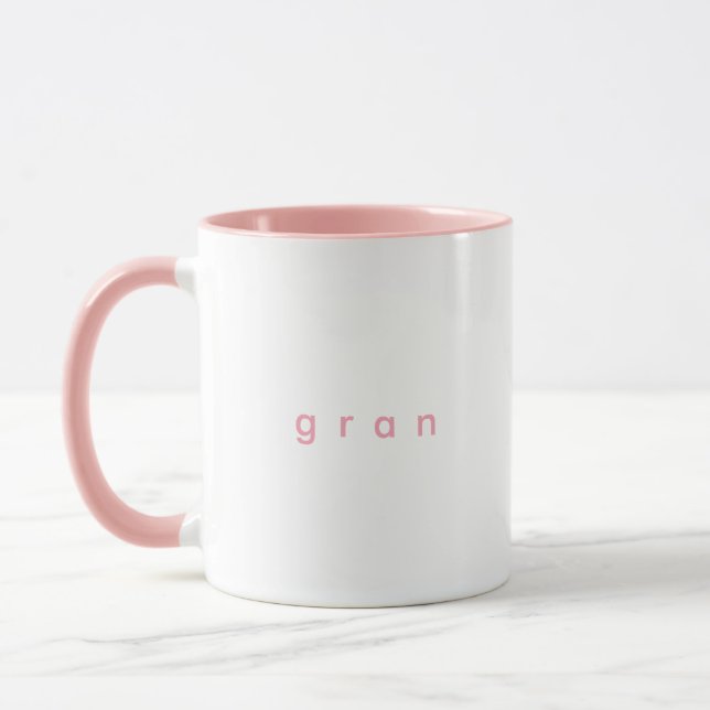 Minimalistisch rosa, benutzerdefinierter Text Grau Tasse (Links)